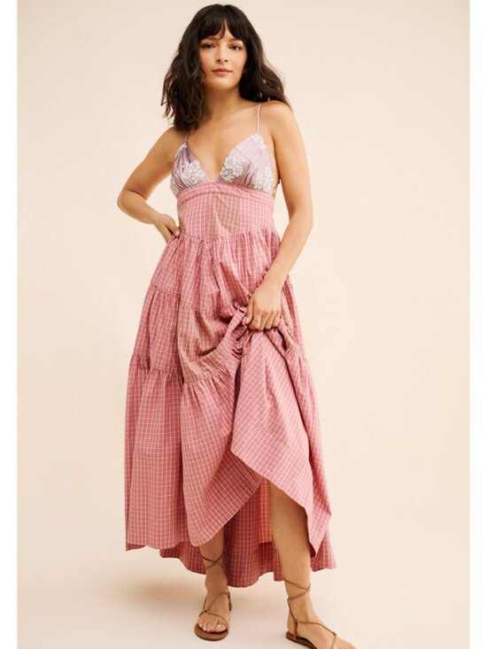 Free People Dresses & Skirts - Free People Long Love Midi Dress in Berry Combo NEW